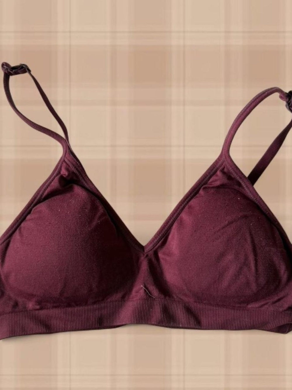 Burgundy bra with adjustable straps